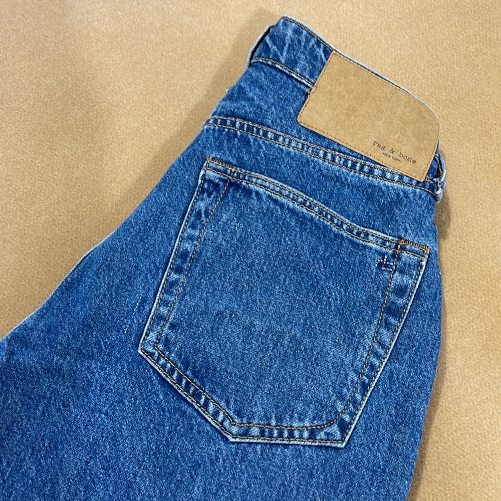 RAG & BONE ALISSA HIGH WAISTED BARREL CUT ANKLE BUTTON FLY FRONT JEANS (Altered) - Picture 12 of 16
